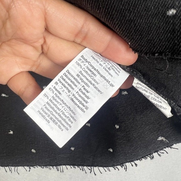 Madewell Rigid Denim A-line Skirt Size 25 Black Mini Metalic Dots Edition - Picture 8 of 12